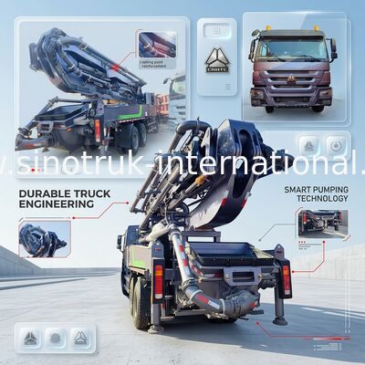 Υψηλή Αυτονομία HOWO 380HP Smart Pump Trucks 52m Boom 6x4 Έλξη για απαράμιλλη κάθετη χύση