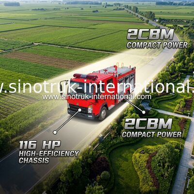 2CBM 4X2 116HP Πυροσβεστικό φορτηγό Γεωργικό πυροσβεστικό φορτηγό Για τοπίο