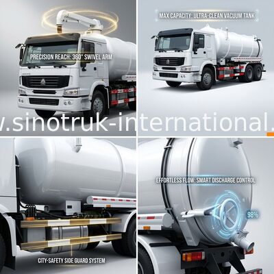 Χαμηλό καυσίμων κατανάλωσης φορτηγό 6X4 Euro2 336HP κενών αντλιών εξοπλισμού υπονόμων καθαρίζοντας