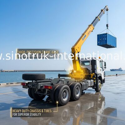 SINOTRUK Εφοδιασμός γερανού φορτηγών 12 τόνων XCMG για ανύψωση 6X4 Knuckle Boom Crane Κίτρινο, εντυπωσιακό, στρατιωτικό προφυλακτήρα