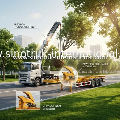 δευτερεύων φορτωτής Sidelifter, ημι ρυμουλκό γερανών 20ft 40ft τοποθετημένος φορτηγό φόρτωσης εμπορευματοκιβωτίων μόνο
