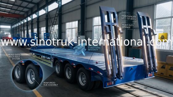 SINOTRUK τρία ημι φορτηγό ρυμουλκών αξόνων, επίπεδης βάσης ημι ρυμουλκό του χάλυβα άνθρακα