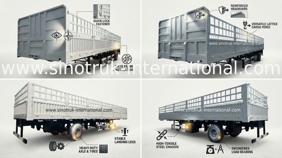 Ημι φορτηγό ρυμουλκών Dropside υψηλής ταχύτητας για τη λογιστική βιομηχανία 3 άξονες
