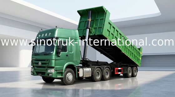 Υδραυλικό Tipper ημι φορτηγό ρυμουλκών 80 τόνοι 25-45CBM για τη μεταφορά φορτίου