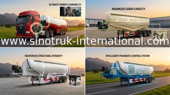 SINOTRUK 3 άξονας 48500 μαζικών τσιμέντου δεξαμενών ημι λίτρα φορτηγών ρυμουλκών ικανότητα φόρτωσης 50 - 80 τόνου