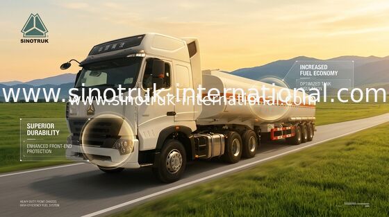#50/#90 επίπεδης βάσης ημι φορτηγό 3 άξονες 45 - 60 CBM ρυμουλκών με το τρακτέρ HOWO A7