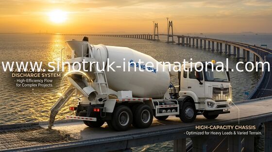 HOWO RHD 6*4 12CBM Λευκό Mixer Truck Μεγάλη Ιπποδύναμη 380HP Ιταλική δεξαμενή αναμειγνύσεων υψηλής απόδοσης