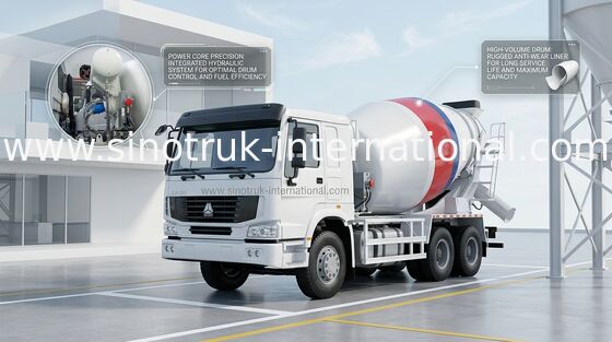 ZZ5257GJBN3841W συγκεκριμένο φορτηγό 10CBM 371HP 6X4 LHD αναμικτών τσιμέντου