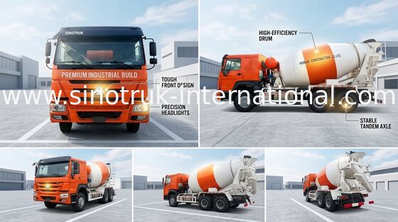 3C Sinotruk Howo Ready Mix Concrete Truck 371hp 10 Wheels Lhd 6x4