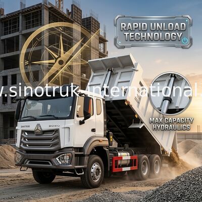 2 επιβάτες Sinotruk Hohan Tipper Dump Truck Weichai Μηχανή 6 × 4 LHD 380HP με χειροκίνητο σύστημα μετάδοσης