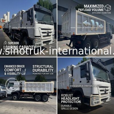 Κινητήρας SINOTRUK 371HP 6 × 4 LHD HOWO Ανατρεπόμενο Φορτηγό Λευκό 19-20CBM Μεσαίας Ανύψωσης