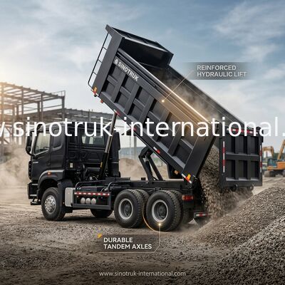 HOWO NX 380HP RHD Black Tipper Dump Truck Με Πλακέτα Τάμπαλιν