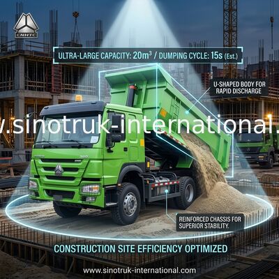Sinotruk Howo Τελαχιστήρας 380HP 6 × 4 U σχήμα Φορτηγό σώμα Πράσινο χρώμα