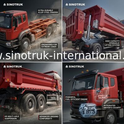 Sinotruk Hohan Νέο φορτηγό απορριμμάτων Howo Tipper N7 8 × 4 12 τροχούς 380HP Lhd ή Rhd με κοντέινερ τύπου U