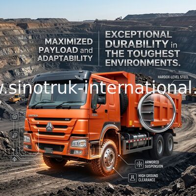 Sinotruk Howo Τρακ 400Hp 8 × 4 Rhd 12 τροχών Μεγάλο δίσκο 7600mm