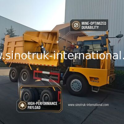 SINOTRUK βαρέων καθηκόντων Tipper φορτηγό απορρίψεων LHD με το μονομερές υψηλής αντοχής αμάξι σκελετών κίτρινο