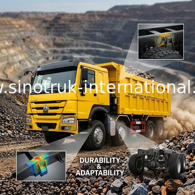 Tipper Howo Sinotruk φορτηγό απορρίψεων 12 ρόδες 400Hp 8 × 4 να εξαγάγει RHD κίτρινο