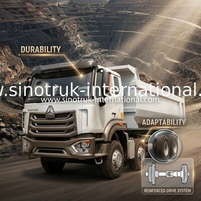 Φορτηγό απορρίψεων HOWO N7 LHD 12wheels 8X4 400HP για τη μεταλλεία