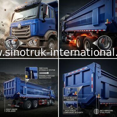 RHD 8×4 10τροχούς 380HP Μπλε HOWO Τράκκα Τεχνητή