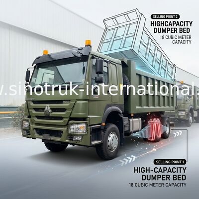 RHD 6×4 10τροχούς ZZ3257V3847B1R 400HP Πράσινο HOWO Τροχό-Καταστροφή υψηλή ιπποδύναμη