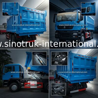 Μπλε LHD 6×4 10 Tipper ροδών HOWO υψηλή ιπποδύναμη 371HP φορτηγών απορρίψεων