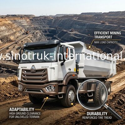 Φορτηγό απορρίψεων αμαξιών LHD 12wheels 8X4 400HP HOWO N7 για τον τύπο του U μεταλλείας