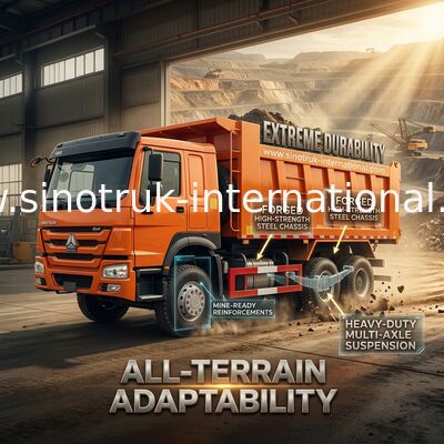 Sinotruk Howo Τρακ Weichai 380Hp 6 × 4 5200 - 5800mm Για εξαγωγή