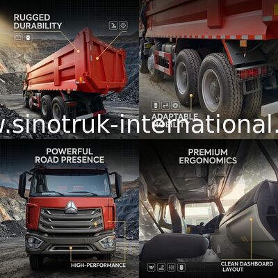 Φορτηγό απορρίψεων HOHAN LHD 12wheels 8X4 430HP για τη μεταλλεία