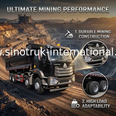 Tipper SINOTRUK HOHAN 8×4 μαύρο φορτηγό απορρίψεων για την κατασκευή