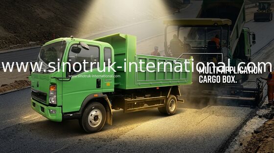 Πράσινος Tipper υψηλής αντοχής χάλυβας Howo 116hp φορτηγών απορρίψεων