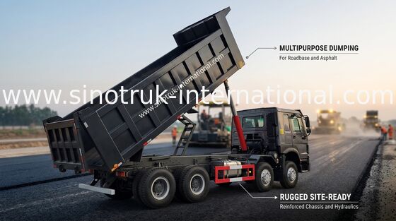 12 φορτηγό απορρίψεων Sinotruk HOWO 8X4 ροδών 400hp για τη μεταλλεία