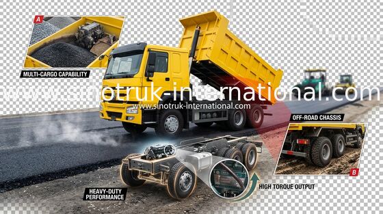 Φορτηγό απορρίψεων 371HP LHD SINOTRUK HOWO 6x4 για τη χρησιμοποίηση μεταλλείας