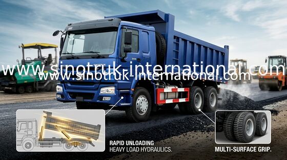 Φορτηγό απορρίψεων HOWO A7 336HP 6X4 LHD 20CBM 40 βαρύ φορτηγό απορρίψεων κυλίνδρων τόνου HYVA