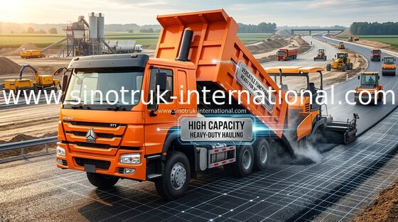 Πορτοκαλί φορτηγό απορρίψεων Sinotruk Howo 371 HP 12 υψηλή ικανότητα φόρτωσης ροδών LHD