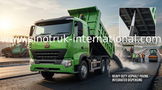HOWO A7 30 - 40 Tipper απορρίψεων φορτηγών RHD 6X4 αέρα αναστολής πράσινου τόνοι χρώματος λεμονιών