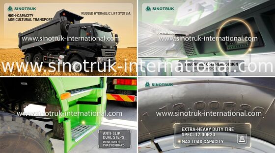 Το υψηλό Tipper ικανότητας φόρτωσης φορτηγό απορρίψεων SINOTRUK HOWO Discal φρενάρει + EVB