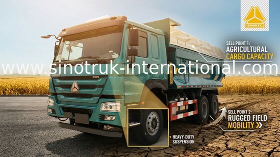 25 6x4 Sinotruk Howo απορρίψεων φορτηγών WD615.47 371HP διευθετήσιμων τόνοι τιμονιών