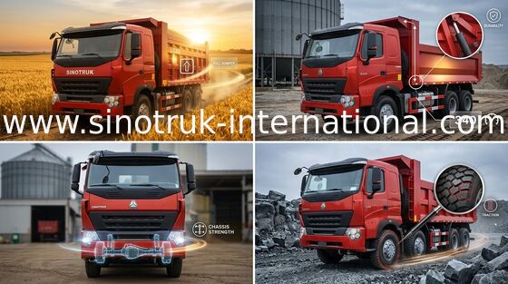 SINOTRUK Tipper μηχανή φορτηγών απορρίψεων HOWO A7 371HP για τη μεταλλεία ZZ3257N3847N1
