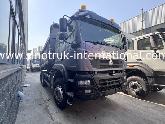 SINOTRUK HOWO TX Μοντέλο 371HP LHD ανατρεπόμενο φορτηγό 6X4 με προειδοποιητικά φώτα τύπου U Γκρι Χρώμα