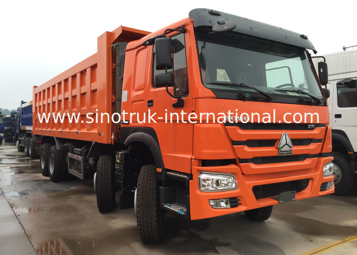 Πορτοκαλί φορτηγό απορρίψεων Sinotruk Howo 371 HP 12 υψηλή ικανότητα φόρτωσης ροδών LHD