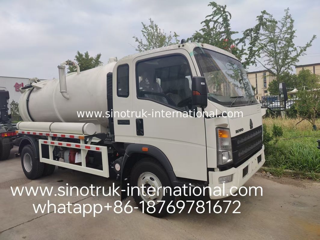 4*2 Κινητήρας HOWO Φορτηγό Αναρρόφησης Λυμάτων: Δεξαμενή 6m³, 160HP, Ελαστικά 8.00R20, Φορτηγό Λυμάτων Ελαφρού Τύπου, Αποτελεσματικό Όχημα Υγιεινής