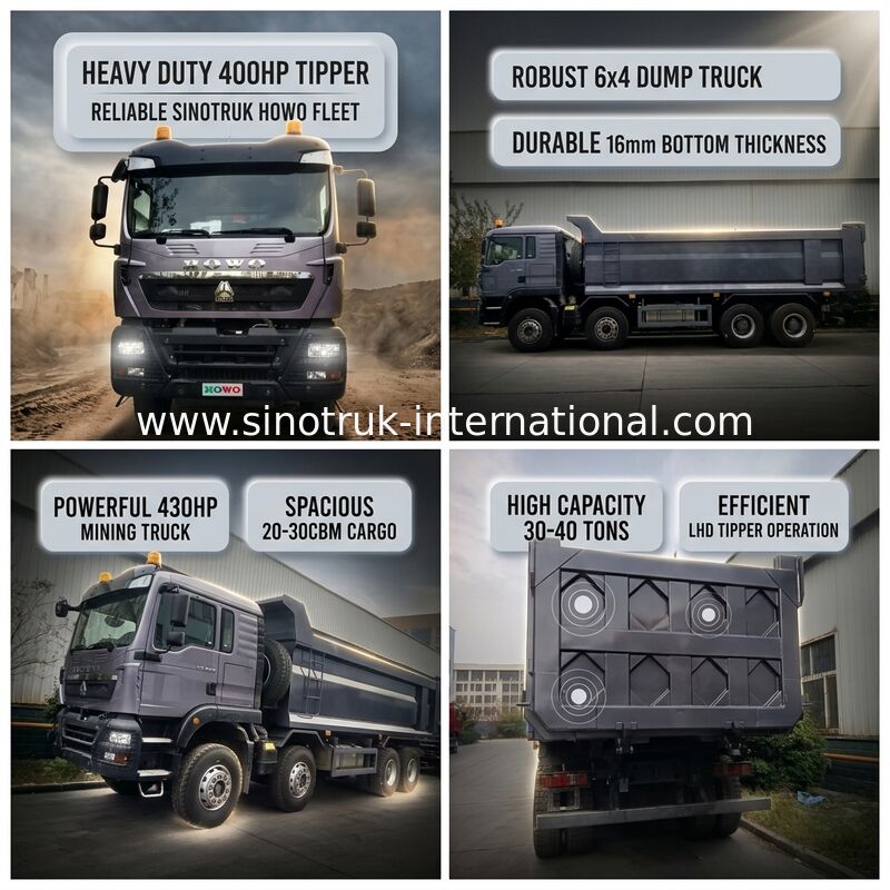 Ανατρεπόμενο Φορτηγό SINOTRUK HOWO 400HP 12 Τροχών LHD 30-40 Τόνων 20-30CBM ZZ3317V356GB1