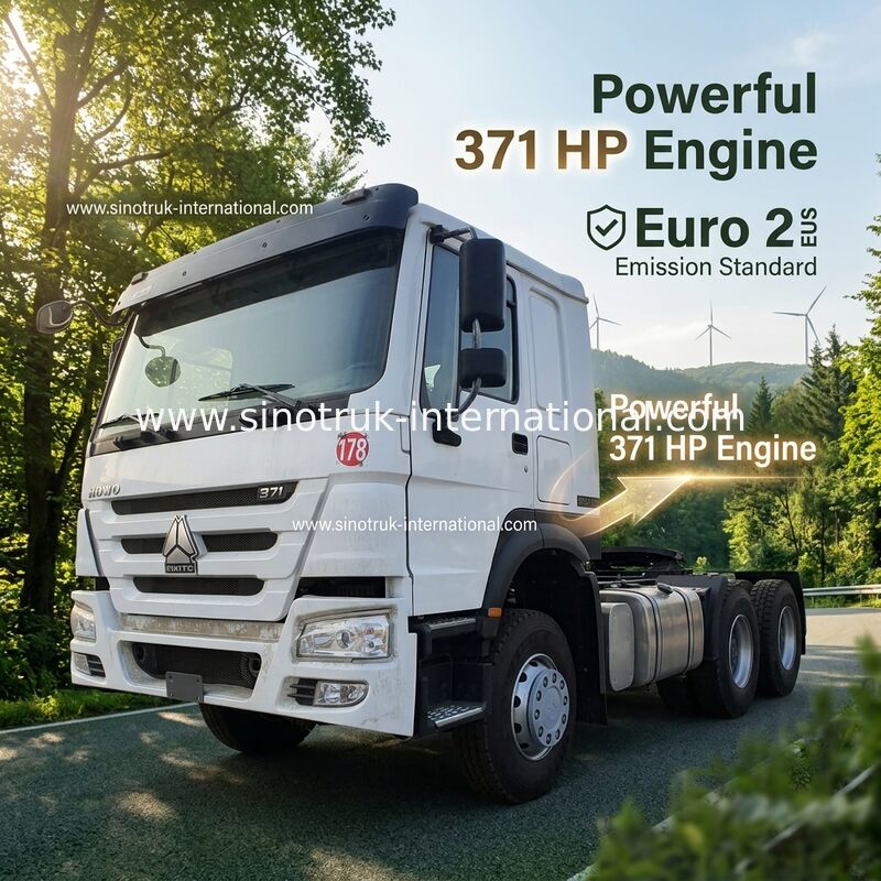 HOWO A7 Χρησιμοποιούμενο φορτηγό έλκησης LHD 6X4 Euro 2 371 HP Με υδραυλικό τιμόνι με υποβοήθηση λευκό