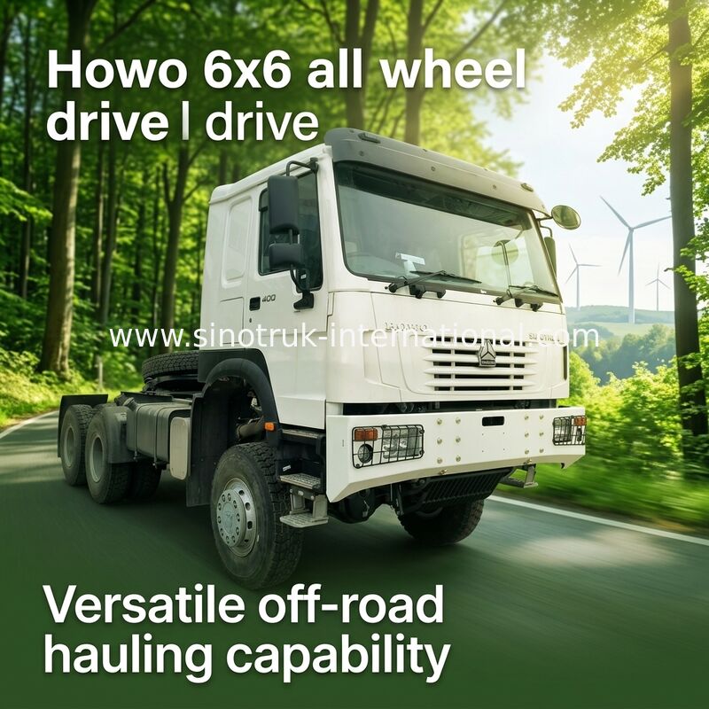 Sinotruk Howo Τρακτέρ Truck Rhd Πλήρη κίνηση 6 × 6 Weichai 400HP Λευκό
