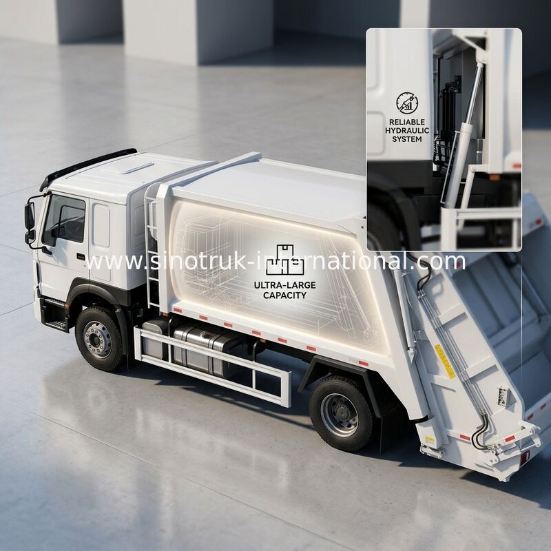 SINOTRUK 300 HP 4×2 Συμπιεσμένο Όχημα Απορριμμάτων με Δύναμη Κύλισης 30T για Αποτελεσματική Διαχείριση Απορριμμάτων