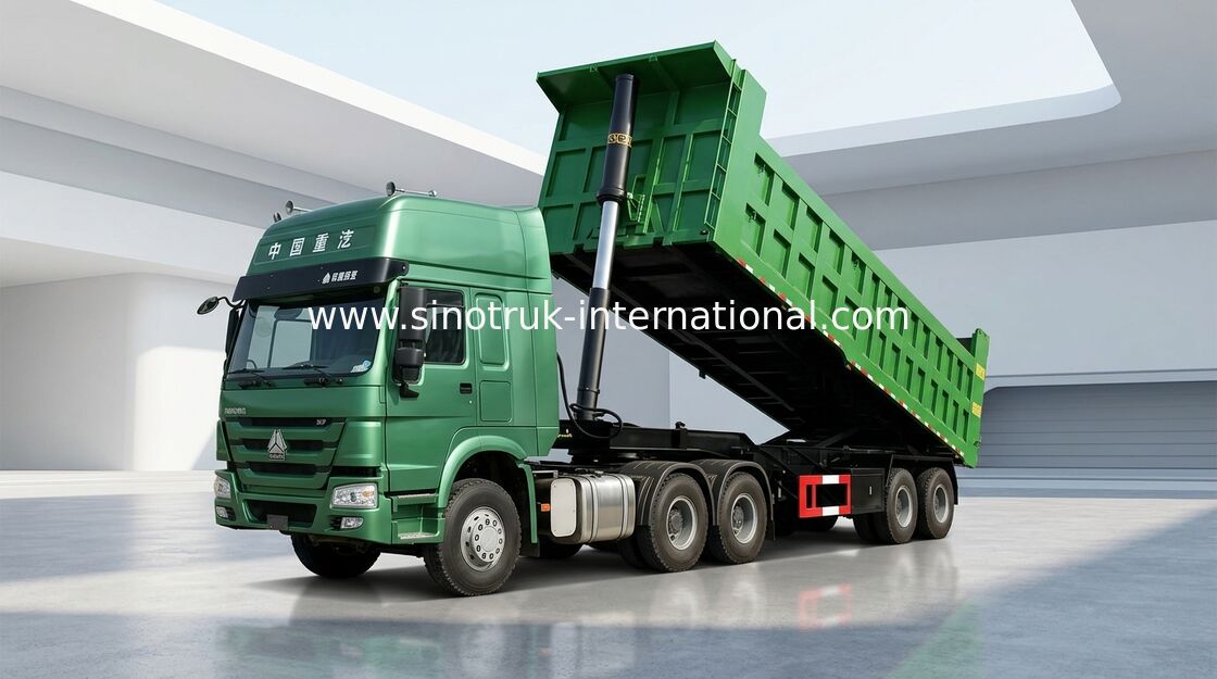 Υδραυλικό Tipper ημι φορτηγό ρυμουλκών 80 τόνοι 25-45CBM για τη μεταφορά φορτίου