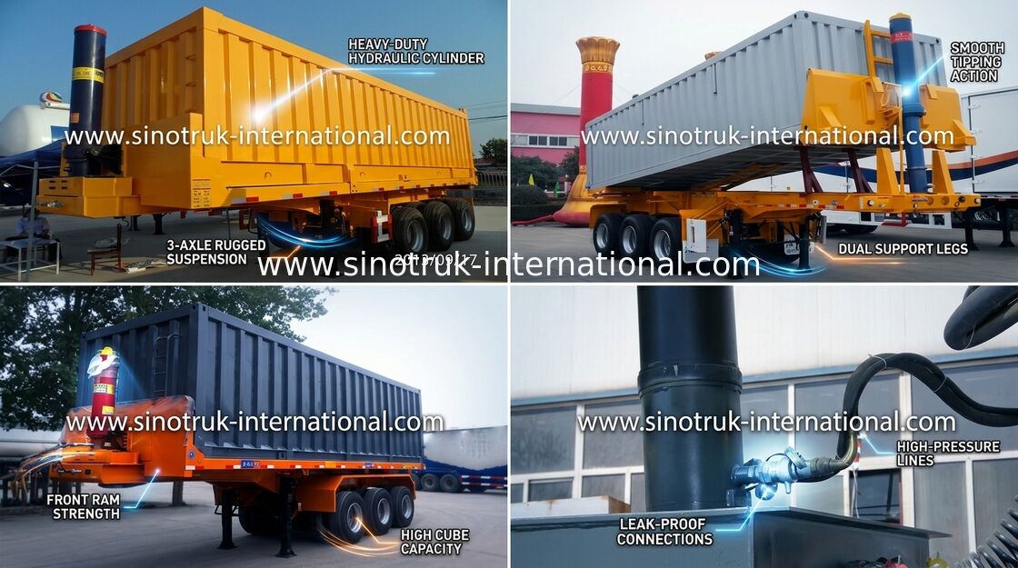 Ημι Tipper ρυμουλκών φορτηγό 3 άξονες 70Tons 25-45CBM για τη μεταλλεία/την κατασκευή