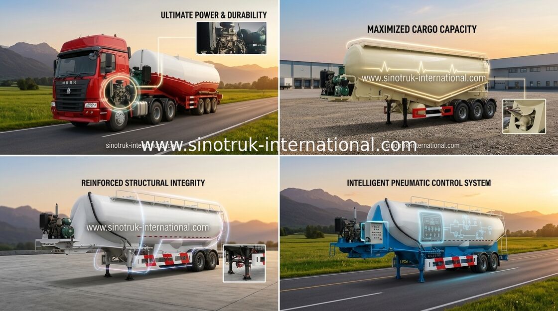SINOTRUK 3 άξονας 48500 μαζικών τσιμέντου δεξαμενών ημι λίτρα φορτηγών ρυμουλκών ικανότητα φόρτωσης 50 - 80 τόνου