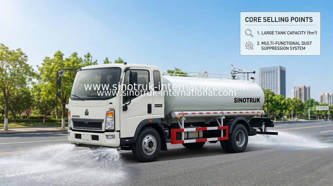 SINOTRUK ψεκάζοντας σειρά 5-8CBM φορτηγών LHD δεξαμενών ελαφριού νερού ευρέως