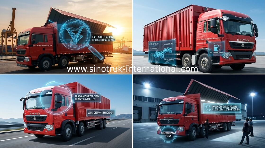 SINOTRUK HOWO T5G Wing Van Cargo Truck 8X4 12 κυλά τη μηχανή Euro4 336HP ΑΤΌΜΩΝ LHD